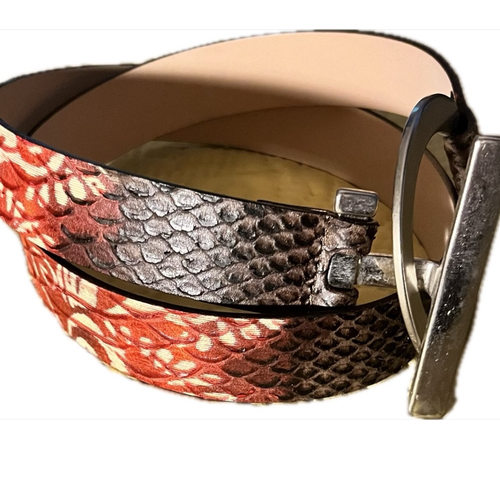 Garuglieri Earth Tones leather embossed snakeskin,Italian, silver tone buckle XL - Picture 4 of 9